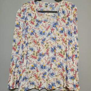 Old Navy Women's XL multi Floral peasant Blouse boho cottagecore resort